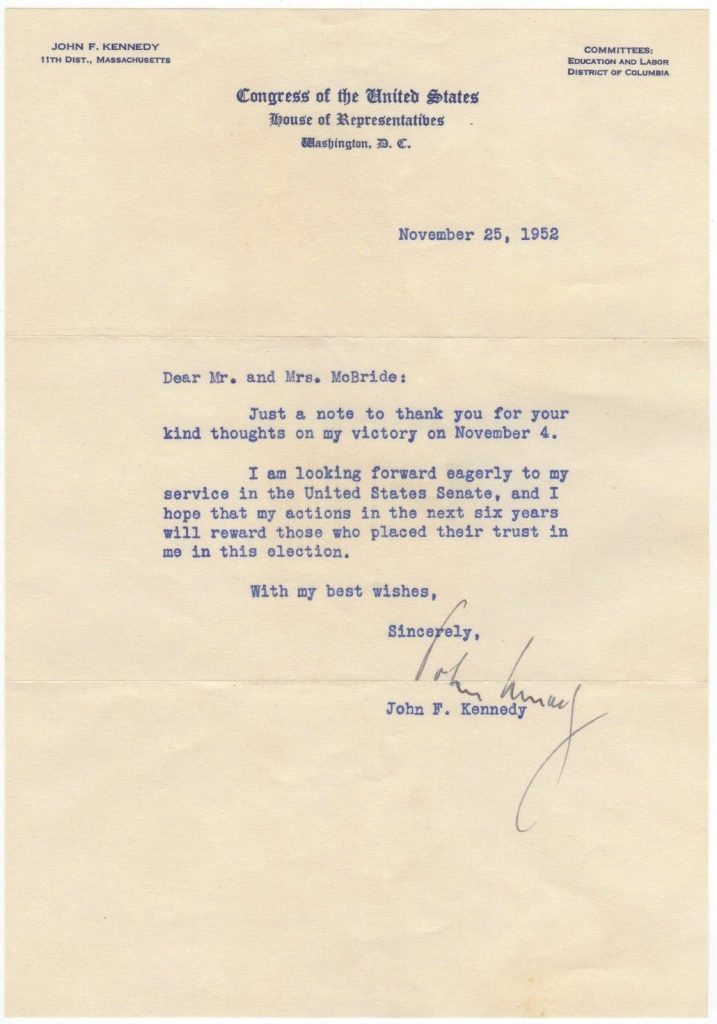 JFK Signed Letter