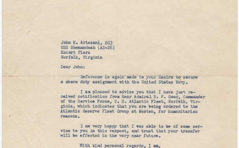 Congressman John F Kennedy uses his influence to obtain a shore assignment for a fellow veteran – fine typed letter signed