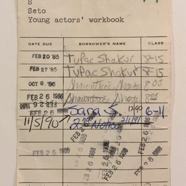 1985-tupac-shakur-signed-roland-park-middle-school-library-card-young-actors-workbook